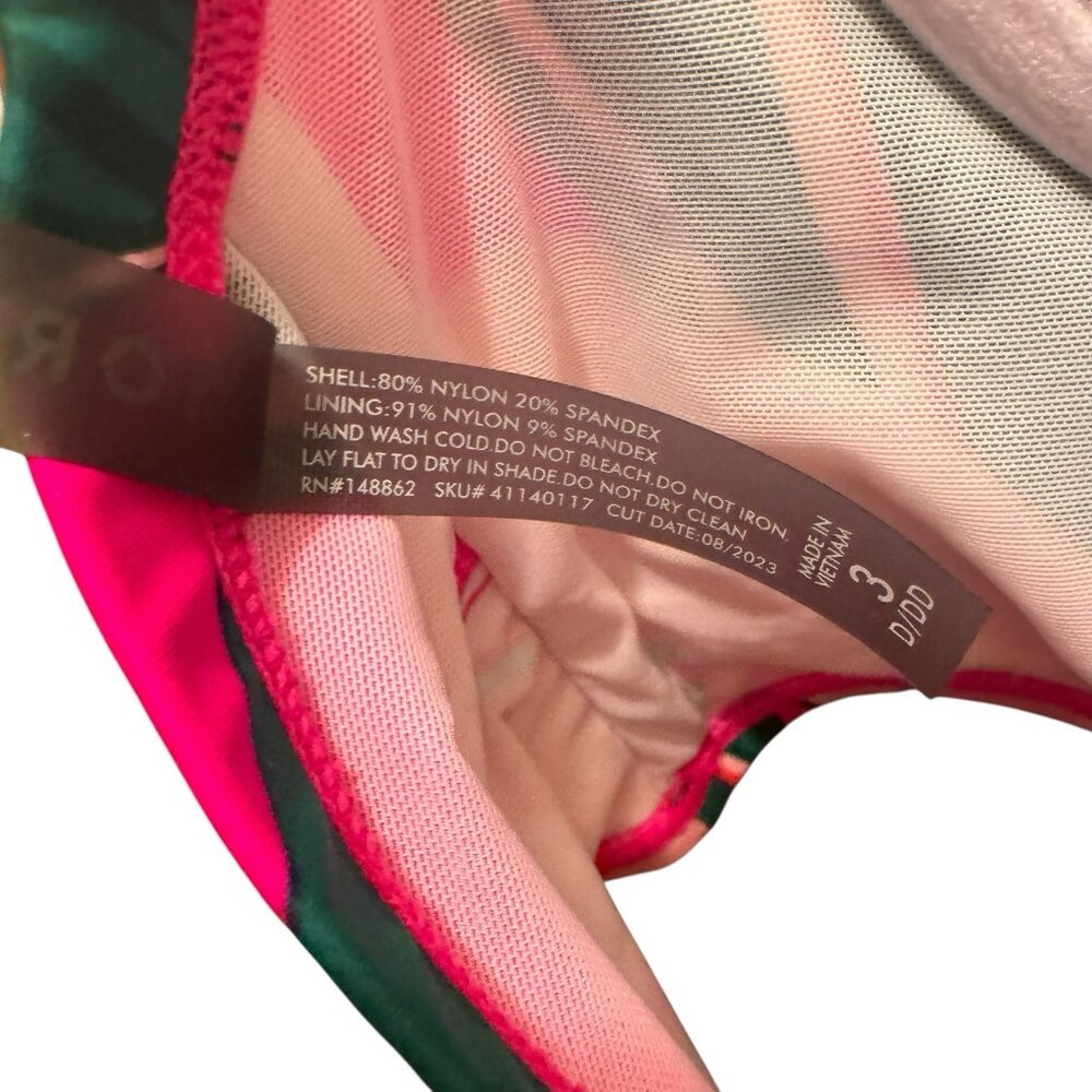 Torrid Bikini Top SIze 3 D-DD Bright Pink Glo Floral Long Line Underwire Beach - Picture 10 of 11